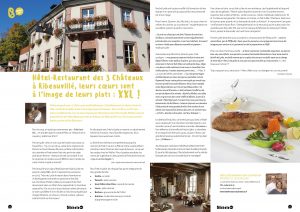 Article sur l'Hôtel-Restaurant aux 3 Châteaux issu du Bibbele Mag numéro 8